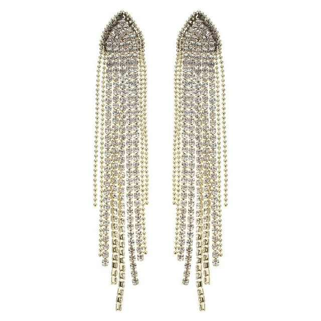 Here's a polished product description for your **Long Tassel Rhinestone Dangle Earrings**:\n\n \n\n**Elegant Long Tassel Rhinestone Dangle Earrings –