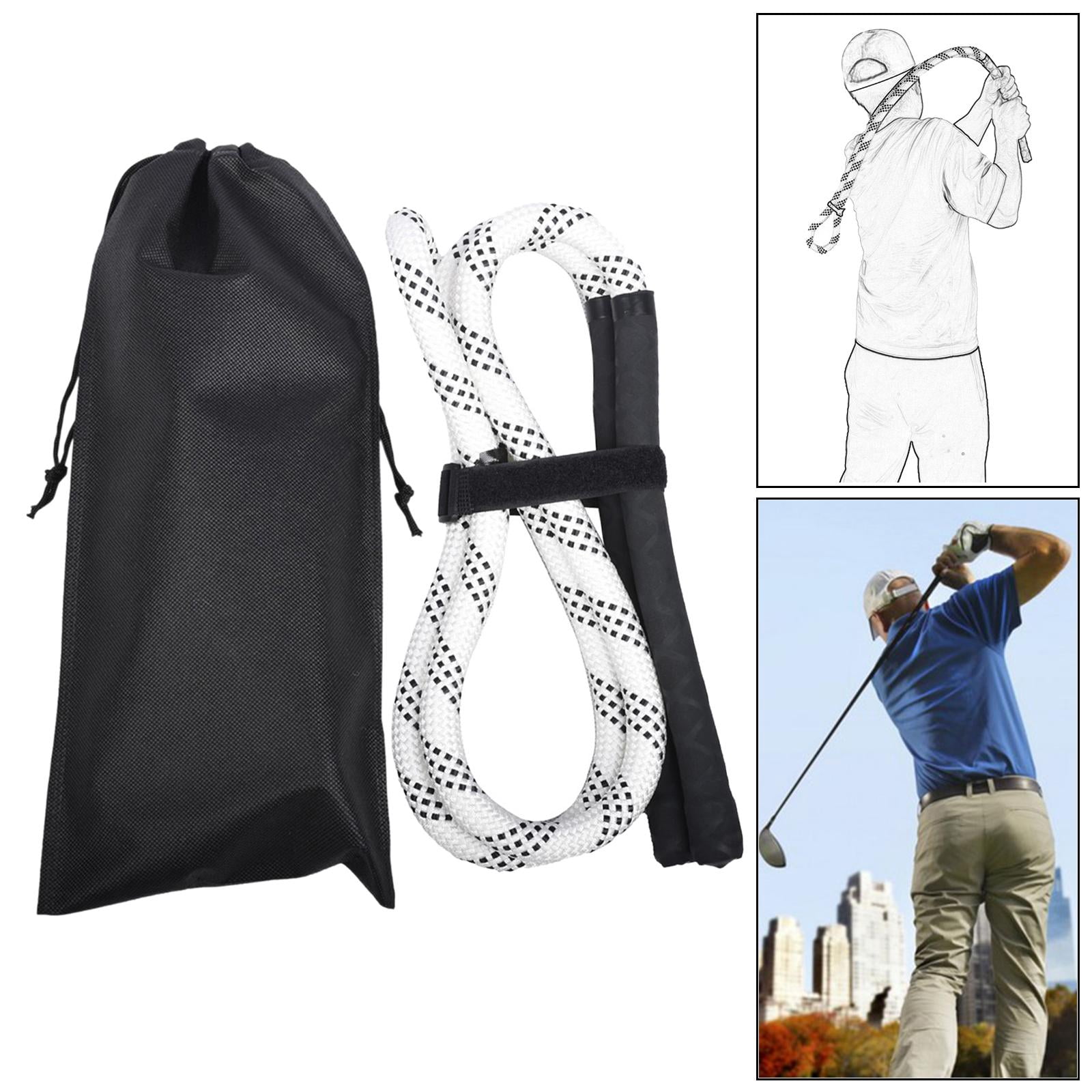 harayaa Golf Swing Rope Trainer Golf Practice Anti Slip Grip Golf Swing White Rope BlackGrip