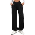 thumbnail image 2 of Pantalones Deportivos de Cintura Alta con Bolsillos para Mujer, Pantalones de Yoga Holgados e Informales Negro XXL, 2 of 9