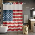 thumbnail image 2 of No Hook Shower Curtain with Snap in Liner, Independence Day Mottled USA Flag Waterproof Fabric Bathroom Curtain Mesh Top Window, Retro Patriotic Star Stripe Shower Curtains 48x72in, 2 of 9