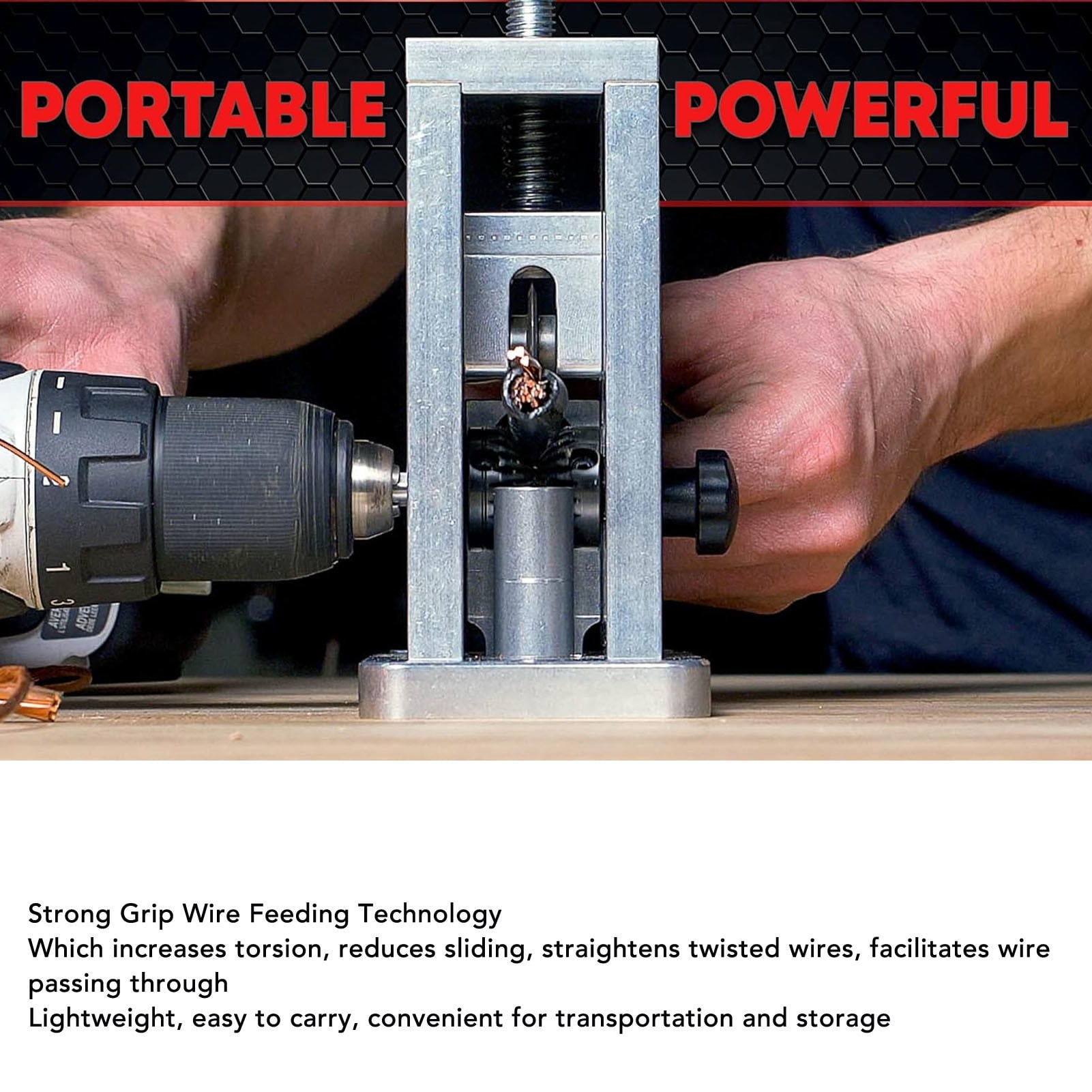 Yajisi Drill‑Powered Wire Stripper – Auto Copper Wire Stripping Machine for 18AWG to 250MCM, Portable Aluminum Alloy Design
