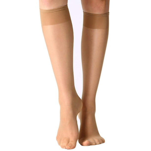 MANZI 12 Pairs Lady's Sheer Knee High Stockings for Women Sheer Socks ...