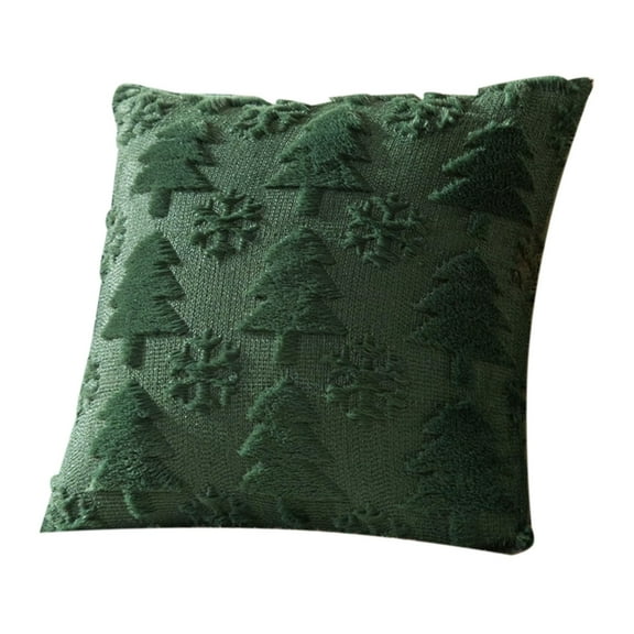 Moocorvic Christmas Throw Pillow Covers 18x18, Soft Faux Velvet Christmas Tree Cushion Case for Couch Sofa Green
