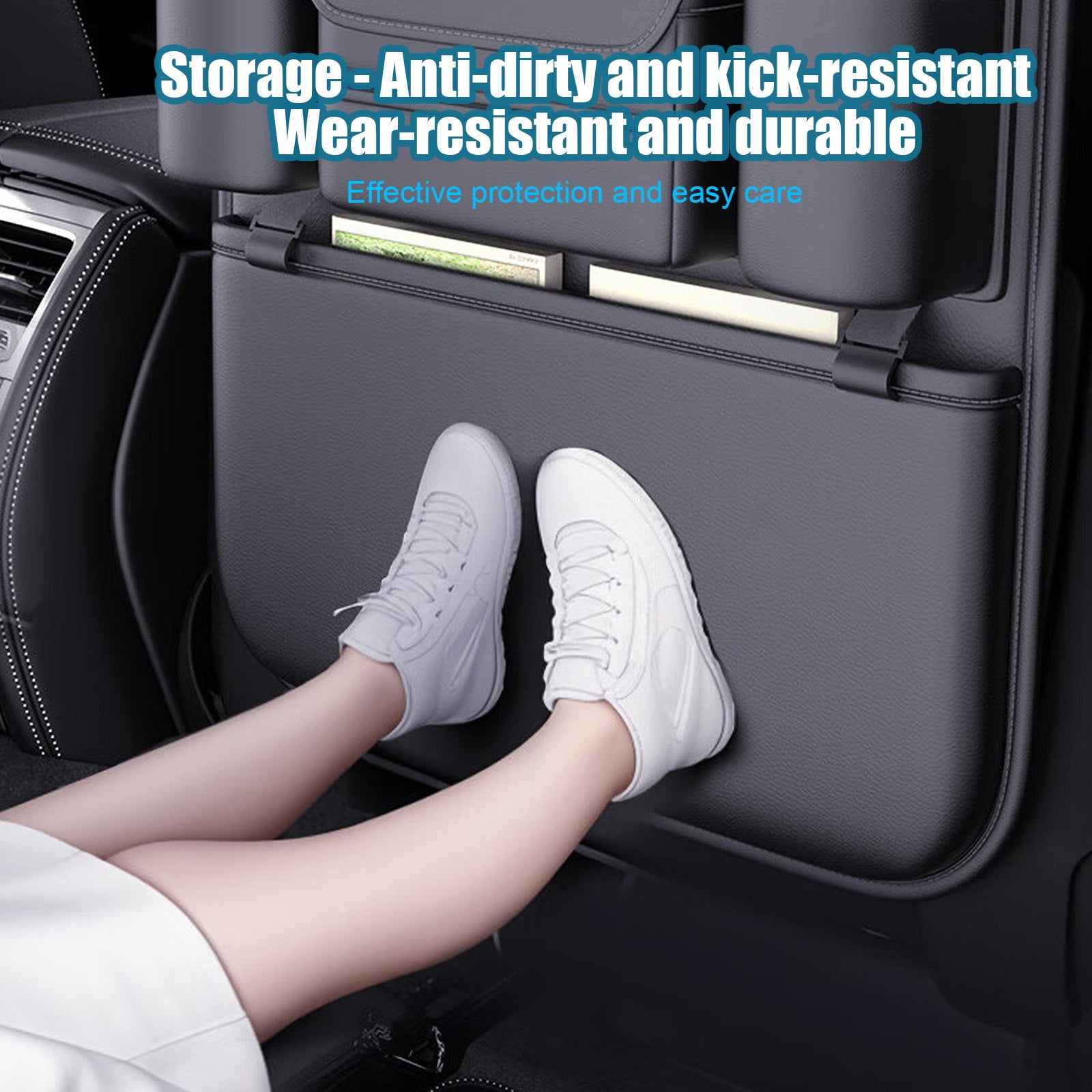 Bxaolu Premium Backseat Organizer, Heavy Duty Waterproof and Stain Resistant Kick Mats Back Seat Protector, Durable Backseat Car Organizer with Tablet Holder+Storage Pockets[1Pack]