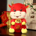 thumbnail image 5 of Muñeco de peluche de vaca con zodíaco chino de Año Nuevo, muñeco de peluche con mascota de vaca lechera roja, colgante para escritorio, decoración del hogar, 5 of 5
