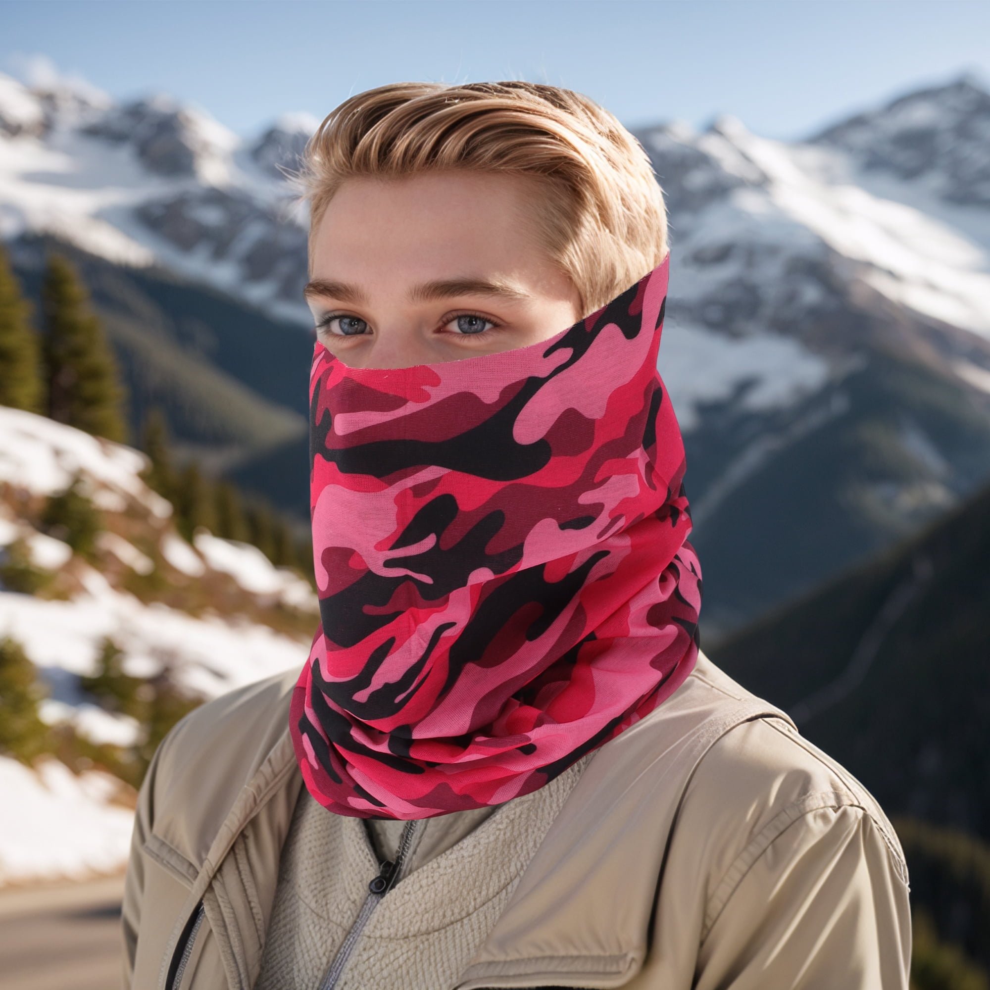 Unique Bargains Windproof Face Scarf Mask 1 Pc Black, Rose Pink
