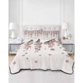 thumbnail image 2 of Quilts Full Size Bedding Set, Spring Floral Lightweight Quilted Comforter, Red Gray Cherry Flowers Blossom Beige Soft Reversible Bedspread Coverlet with Pillow Covers for All Season, 78" x 90", 2 of 7