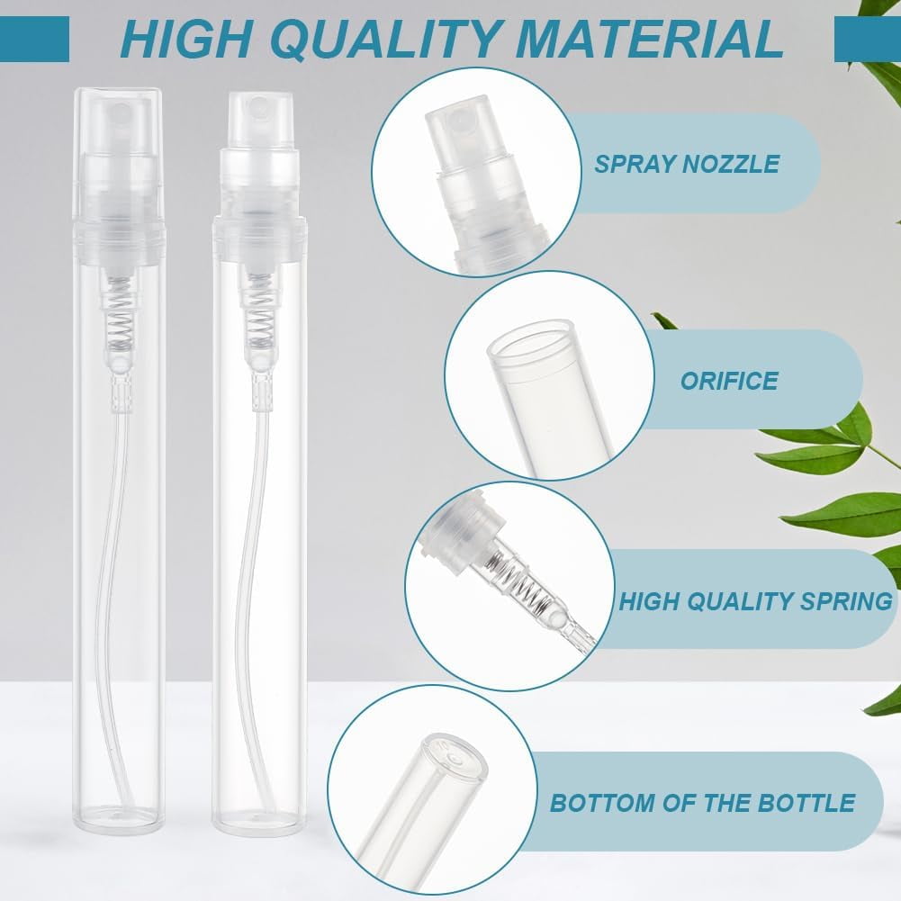 80pcs 5ml/0.17 oz Mini Plastic Clear Spray Bottles Portable Frosted Perfume Bottles with 6pcs 2ml Pipettes 2pcs Funnels and 2pcs Plastic Pump for Travel Perfume and Essential Oil Clear DIY