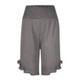thumbnail image 4 of Wide Leg Linen Shorts Women Boho High Waisted Ruffle Bermuda Shorts Flowy Summer Resort Wear Vacation Beach Shorts Gray M, 4 of 4