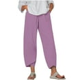 thumbnail image 2 of Mitankcoo Womens Wide Leg Pants - Plus Size Elastic High Waist Cropped Casual Wide Leg Pants Purple Pants Size 4XL, 2 of 4