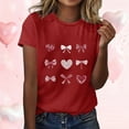 thumbnail image 3 of Perfectbot Women's Valentine Tee - Bow Heart Graphic Crewneck Short Sleeve Casual Shirt, 3 of 5