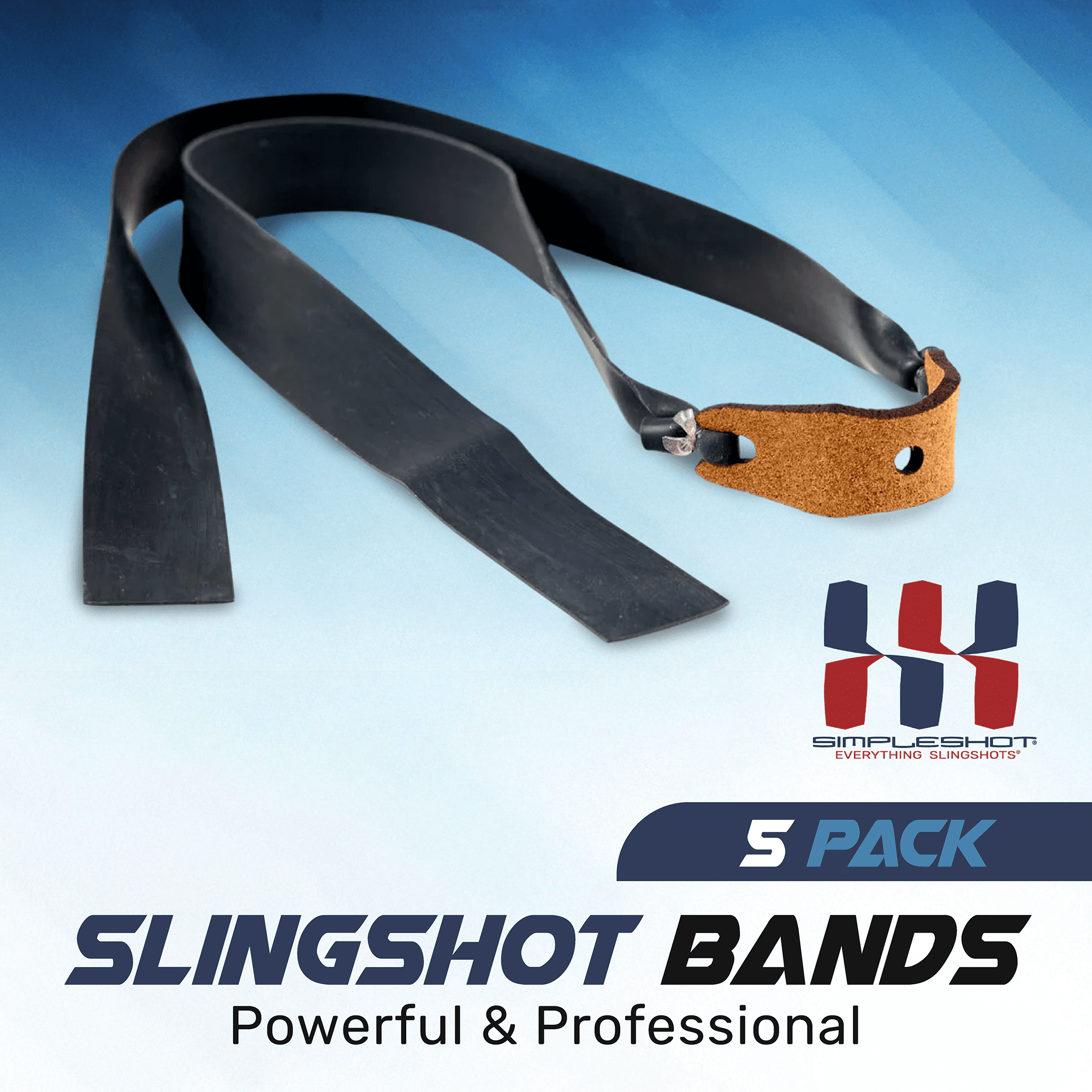 Clay Ammo Slingshot Bands (5-Pack) Powerful Professional Elastic Rubber SimpleShot Shooting Flat Bands