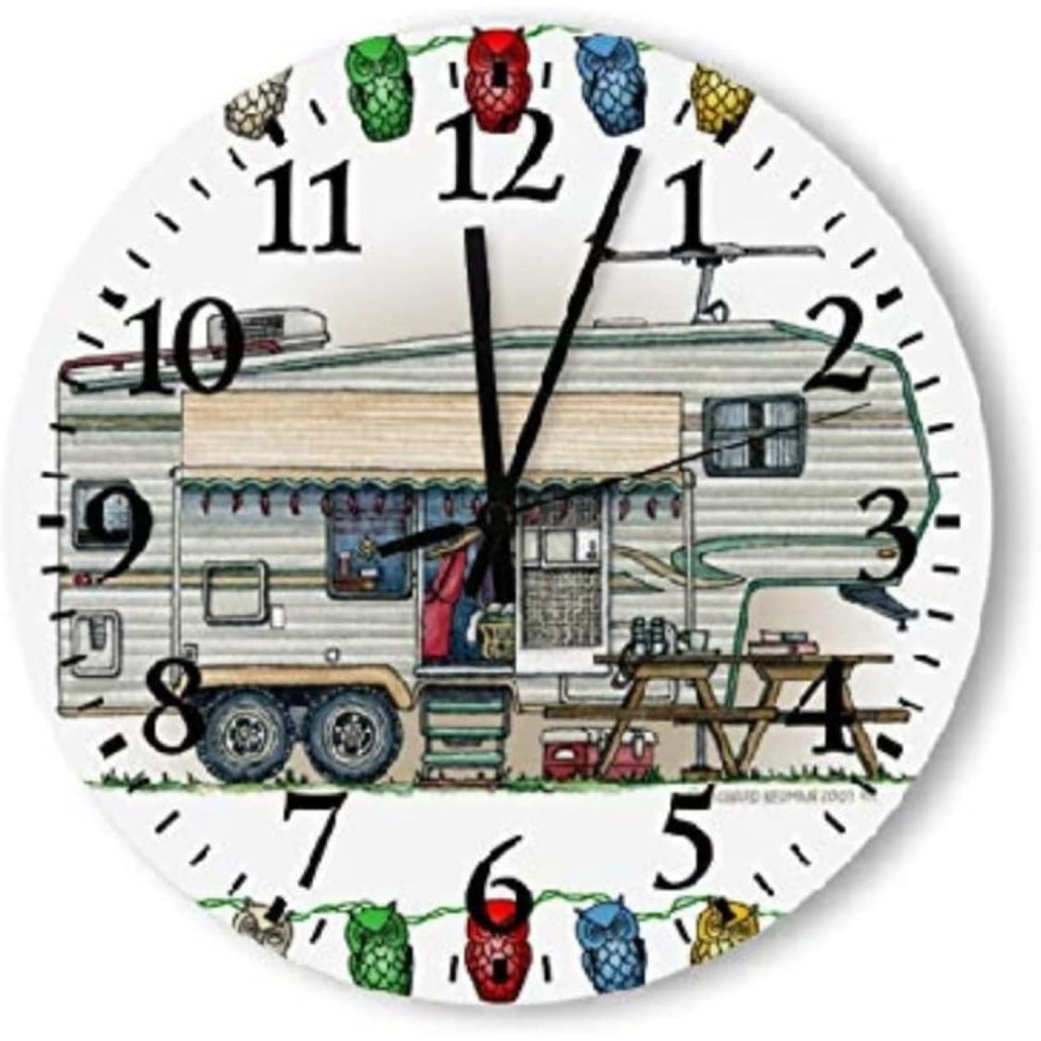 RV Vintage Wall Clock Fifth Wheel Camper Travel Trailer Wood Clock 10