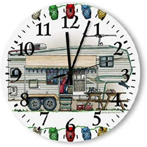 RV Vintage Wall Clock Fifth Wheel Camper Travel Trailer Wood Clock 10