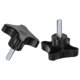 thumbnail image 1 of Uxcell 2-Pack Pomos de Sujeción en Forma de Estrella, M8x25mm Rosca Macho, Reemplazo de Mango de Máquina de Tornillo de Apriete a Mano Brillante [60mm, Negro], 1 of 1