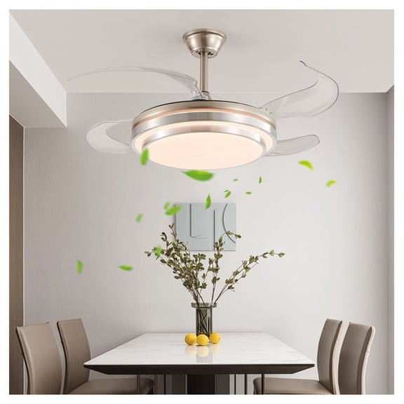 42 Inch 3 Tiers Design Modern LED Ceiling Fan with Light and Control, Retractable Blades, Adjustable 6-Speed, Silent Operation DC Motor for Living Room, Bedroom, Dining Room