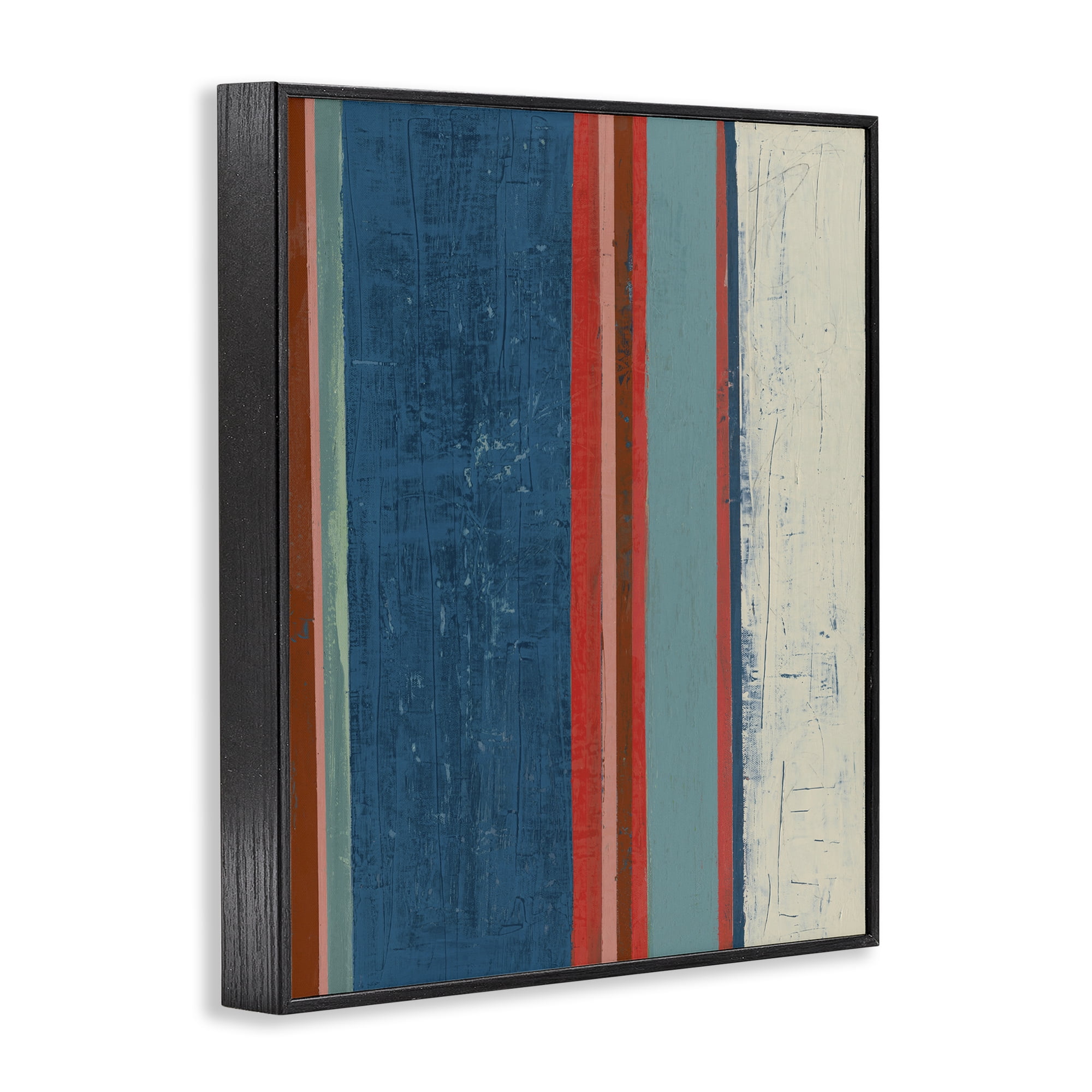 Stupell Industries Farmhouse Rustic Stripes Abstract Painting Black Framed Art Print Wall Art, 24 x 30