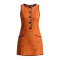 thumbnail image 5 of Endives Summer Dresses for Women Casual Button Front Mini Dress Sleeveless Round Neck Retro Dresses Comfy Trendy Summer Shift Dress with Pockets Midi Dresses for Women Orange M, 5 of 8