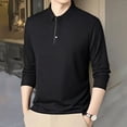 thumbnail image 6 of Polos for Men Long Sleeve Button Tee Shirts Lightweight Black Men Fashion Tops, 6 of 6