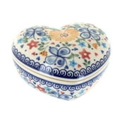 Blue Rose Polish Pottery Butterfly Large Heart Box