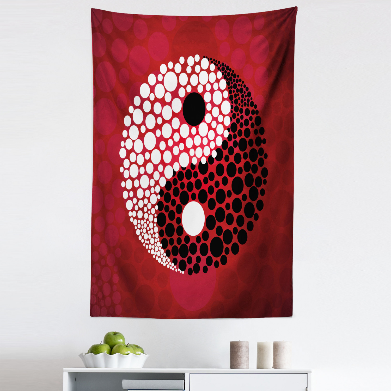 Ying Yang Tapestry, Abstract Graphic Design Yin Yang Circle Black and ...