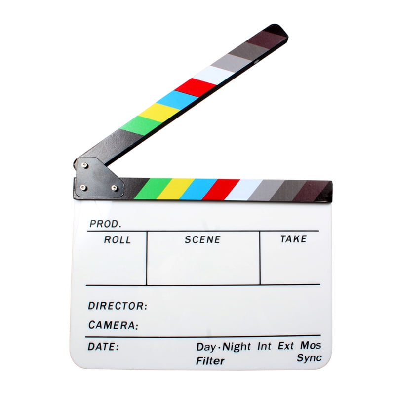 Acrylic Clap Clap-per Clapperboard Board Film Movie Action Scene Slate Dry Erase 