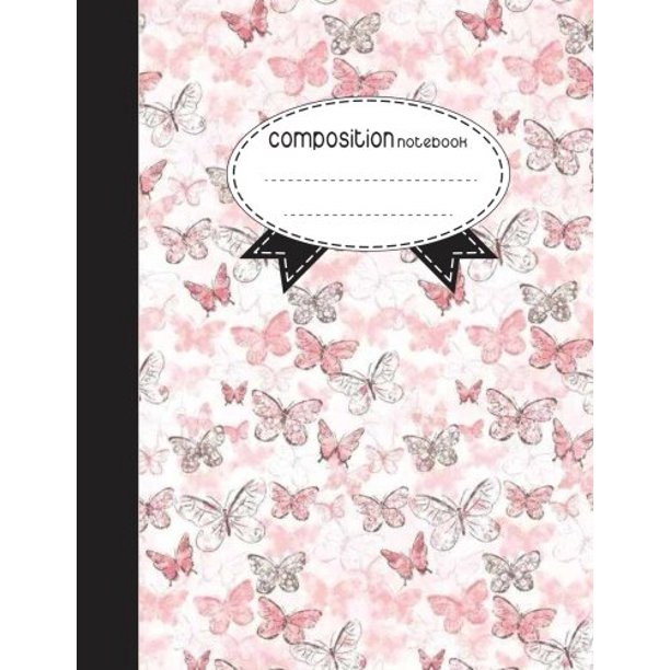 Composition Notebook, 8.5 x 11, 110 pages Cute pink Butterflies