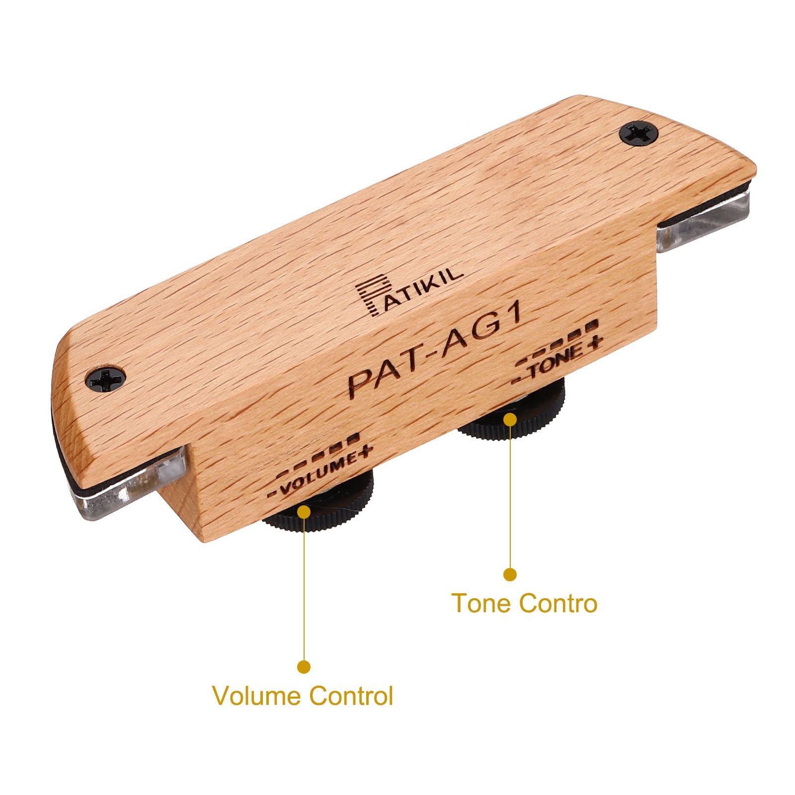 Uxcell Acoustic Guitar Pickup, Passive Mahogany Guitar Pickups Sound Hole Pickup with Noise Cancel Volume Control Fit Sound Hole Diameter 94-105mm