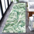 thumbnail image 2 of SAFAVIEH Barbados Igor Botanical Indoor/Outdoor Runner Rug, Green/Teal, 2'8" x 8', 2 of 8