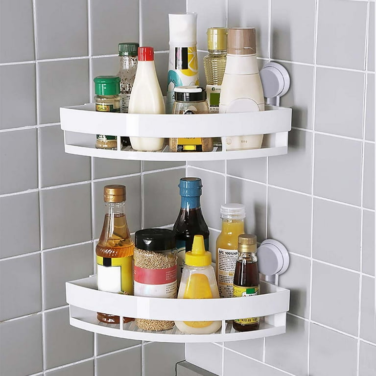 Dyiom Suction Corner Shower Caddy Bathroom Shower Shelf Storage Basket Wall Mounted Organizer, in Gray