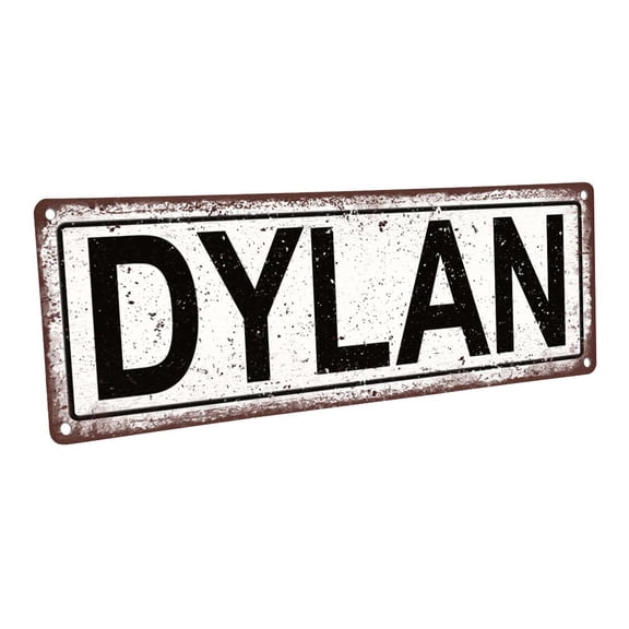 Dylan 4"x12" Metal Sign, Wall Décor for Kids Room and Nursery