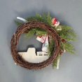 thumbnail image 3 of Red Truck Christmas Wreath, Vintage Farmhouse Red Truck Wreath with Pine Cones Winter Berry Wreath Rustic Christmas Garland Fall Wreaths for Front Door Winter Wreath Decoration Xmas Decor, 3 of 6
