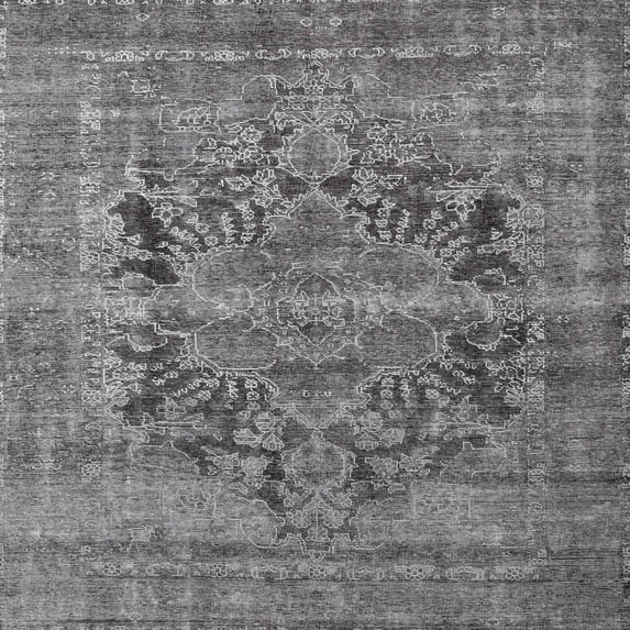 Ahgly Company Machine Washable Indoor Square Traditional Dark Goldray Area Rugs, 4' Square