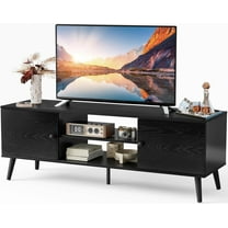 TV Stand for 55 60 inch TV,  Media Console Table 2 Cabinet,  Black