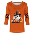 thumbnail image 4 of Edvintorg Womens 3/4 Sleeve Tops Halloween Printed Crew Neck Casual Lightweight Pullover Shirt Plus Size Women Clothing S-5XL Orange, 4 of 4