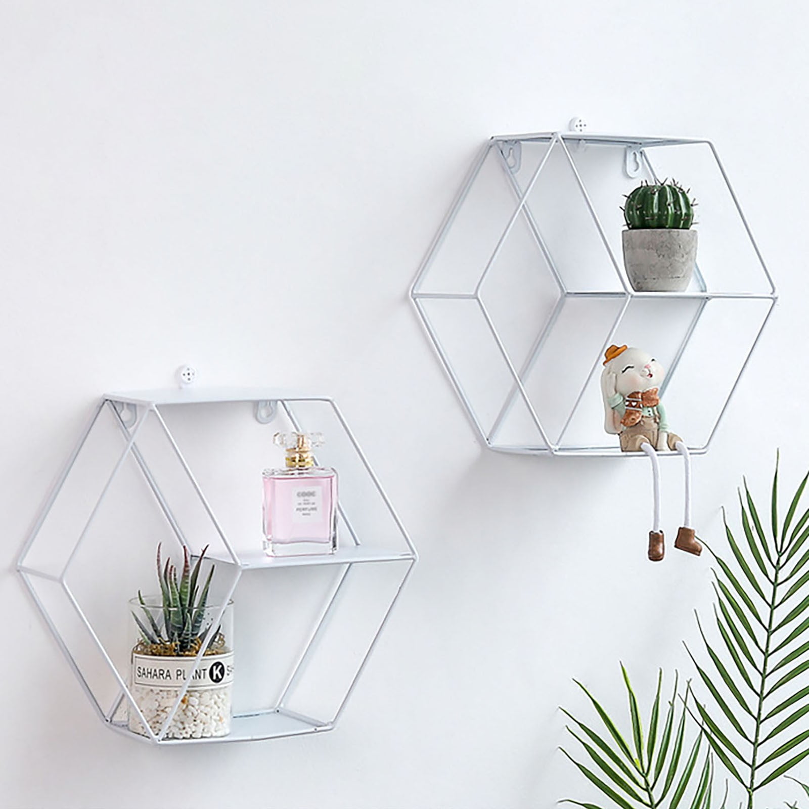 Wall Mounted Floating Shelves Rustic Round Storage Display Hexagonal Wall Hanging Shelf Home Decor for Living Room, Bedroom, Bathroom, Office, Kitchen, Black