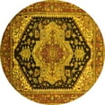 thumbnail image 1 of Ahgly Company Machine Washable Indoor Round Geometric Yellow Traditional Area Rugs, 3' Round, 1 of 4