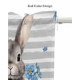 thumbnail image 5 of Easter Rabbit Linen Curtain Valance for Bedroom/Bathroom/Kitchen/Office/Living/Dining Room Windows, Blue Flower Grey White Stripes Retro Lattice Rod Pocket Topper Decorative Cafe Drapes Panel 42"x18", 5 of 6