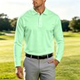 thumbnail image 2 of Yungyresw Polo Shirts for Men Solid Color Loose Fit TShirts Breathable Fabric Long Sleeve Polo for Spring Wear, 2 of 6