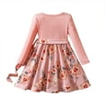 thumbnail image 5 of FAOWME Big Girls Dresses Long Sleeve Round Neck Bow Floral Printed Elegant Fashion Dress For Autumn Winter Daily Wear Pink 5-6 Years, 5 of 7