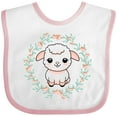 thumbnail image 3 of Inktastic Baby Girl Spring Lamb Wreath Girls Baby Bib, 3 of 4