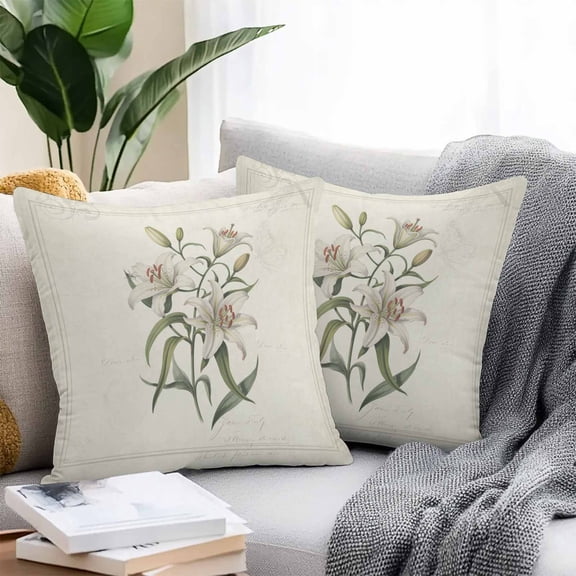 Throw Pillow Covers 24x24 Inch Set of 2, Vintage Floral Waterproof Outdoor Pillow Covers, Farmhouse Country Retro Flower Artwork Decorative Cushion Pillowcases for Couch, Sofa, Bed, Garden, Patio