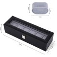 thumbnail image 4 of Caja para 6 relojes con ventana de cristal 34,5 x 11 x 8,5 cm fabricada en polipiel y horquilla terciopelo con acero chapado en metal negro, 4 of 5