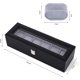 thumbnail image 4 of Caja para 6 relojes con ventana de cristal 34,5 x 11 x 8,5 cm fabricada en polipiel y horquilla terciopelo con acero chapado en metal negro, 4 of 5