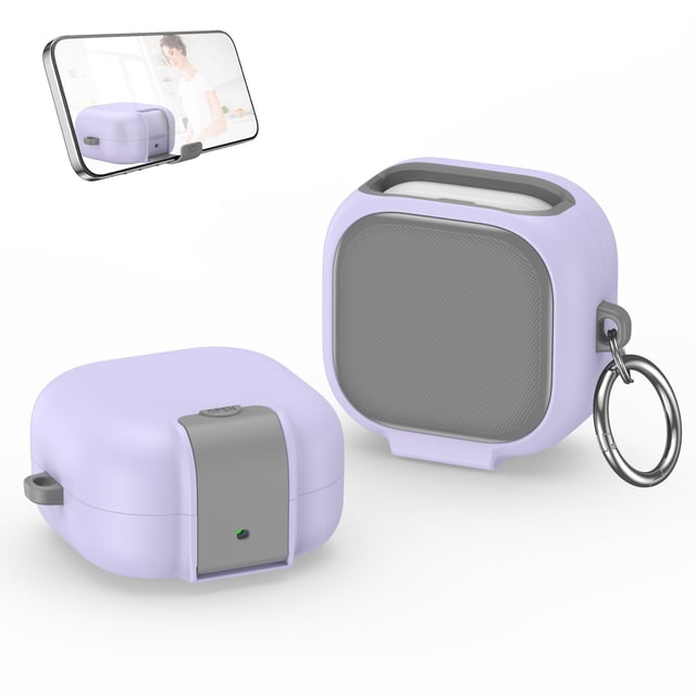 Case for Samsung Galaxy Buds 4 / Buds 4 Pro Earbuds,Shockproof TPU+PC Protective Cover with Phone Stand & Carabiner Anti-Fingerprint Wireless Charging