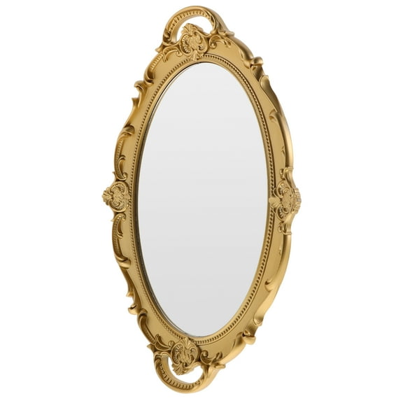 FRCOLOR  Wall Hanging Makeup Mirror Desk Arched Gold Decorative French Country Light Brown