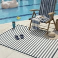 thumbnail image 4 of BERTHMEER Outdoor Rugs 5'x8' on Sale Clearance Waterproof Plastic Reversible Patio Rugs Modern Geometric Stripes Rugs Lightweight Straw Carpets for RV Camping Deck Balcony Porch,Blue Multi White, 4 of 5