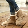 thumbnail image 2 of Gyexs Womens Snow Boots Warm Cotton Furry Lined Winter Shoes Lace Up Comfortable Ankle Platform Boots Outdoor, Beige, Size 7.5, 2 of 8