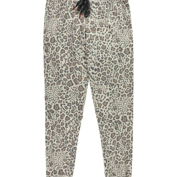 P.J. Salvage Womens Cheetah Print Pajama Jogger Pants, Brown, Small