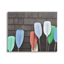 Stupell Industries Mixed Ores Against Beach Shed Boating Paddle Photograph Gallery Wrapped Canvas Print Wall Art, Design by Daphne Polselli
